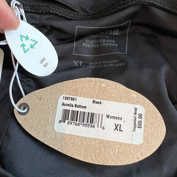 prAna Womens Aurelia Bathing Suit Bikini Bottom High Waisted XL XTRA LARGE Black - Picture 6 of 7